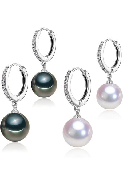 Generic Pearl Earrings for Women Pearl Dangle Earrings,Hypoallergenic CZ Hoop...