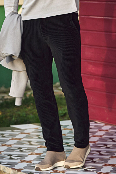 SMILE Kobe Black Cotton Velvet Trousers