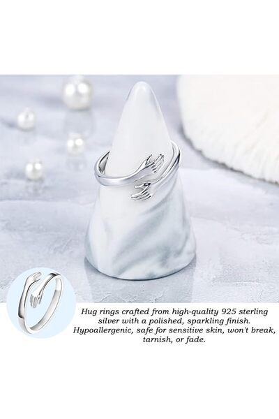 erorex ALMEKAQUZ Adjustable Hug Ring for Women and Girls - Silver