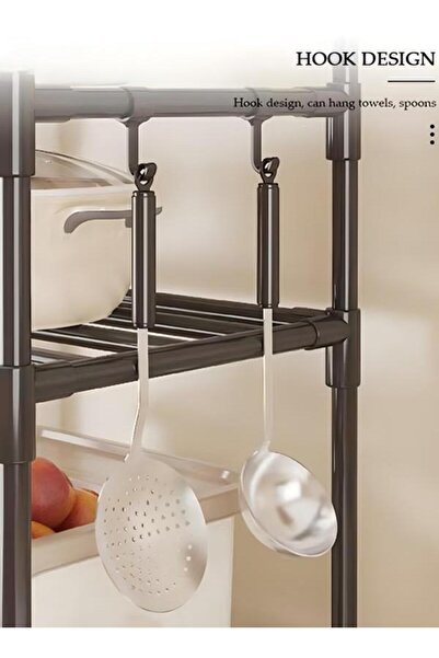 DOMEET 4 Tier Storage Shelves, Stable Kitchen Shelf Organizer, Storage Rack with Wheels and Armrest