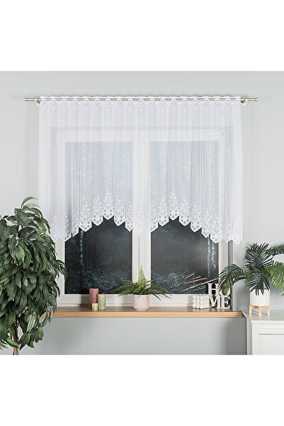 OTHERONE KLEMENTYNA - Ready-made jacquard curtain with a cut at the bottom - 200x120 cm - white