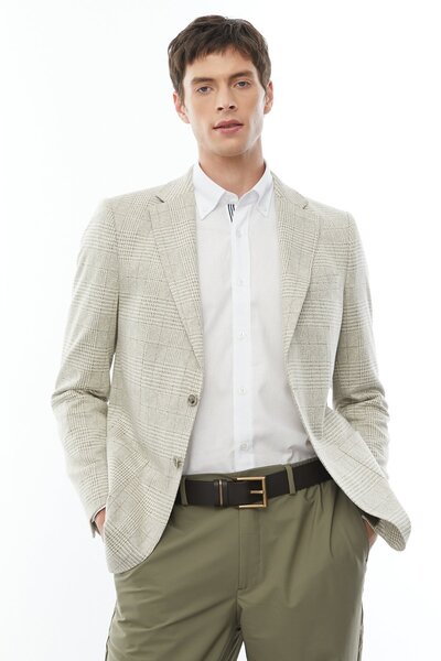 PAULMARK Ανδρικό μονόχρωμο μπουφάν με τετράγωνο σχέδιο