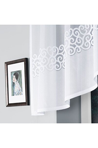 OTHERONE DANIELA - Ready-made jacquard curtain with a cut at the bottom - 250x90 cm - white