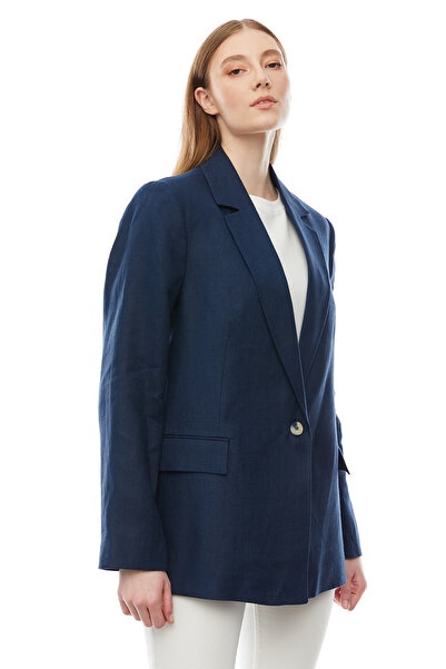 PAULMARK Γυναικείο λινό μπουφάν με ένα κουμπί