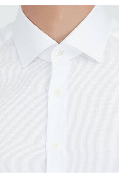 Ramsey White Patterned Regular Fit Woven Classic 100% Cotton Shirt