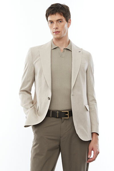 PAULMARK Ανδρικό λινό μπουφάν με γιακά χελιδονοουράς