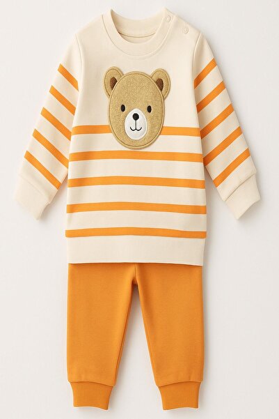 dinamik çocuk Baby boy big bear embroidered Transitional 2-thread bottom top 2-piece set 3-6-9-12 months