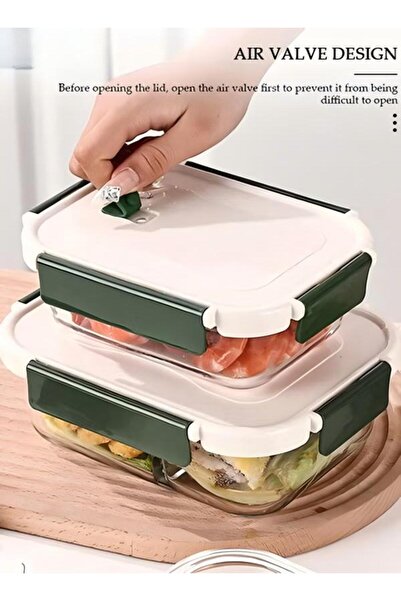 DOMEET 3 PCS Glass Lunch Box, Leak-Proof Bento-Style Food Container with Airtight Lid and Divided