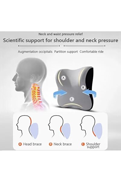 Generic Lumbar Support Pillow and Car Headrest Neck Pillow Set , Memory Cotton & Latex, Adjustable, Black