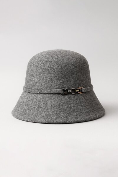 Külah Women's Wool Cloche Bucket Hat – Modern Design with Chain Buckle