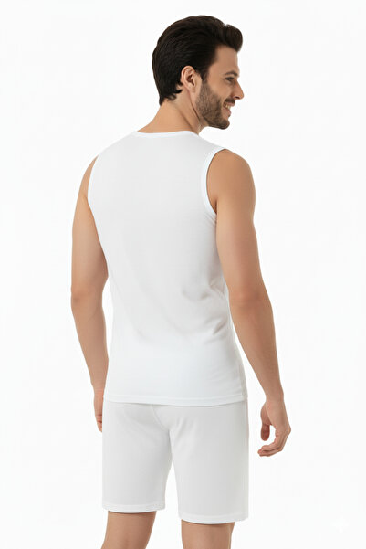 Hmd V Neck Stretch Fabric White Men's Undershirt