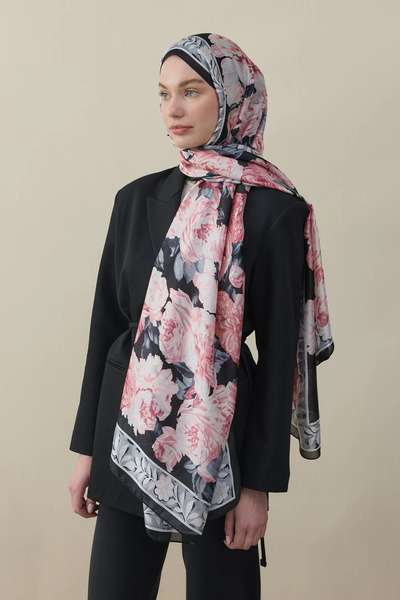Shiva Scarfs Σάλι από μαλακό μεταξωτό βουάλ με σχέδιο τριαντάφυλλο, Μεταξωτά ...