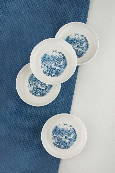 Bursa Porselen Dekor Antique Blue 4-Piece Porcelain Turkish Delight/Container for Sweets/Snacks