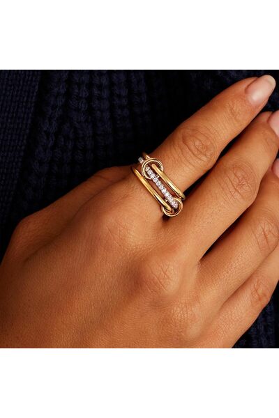 erorex Bukela Gold Stackable Rings for Women Non Tarnish 14K Gold Plated Interlocked Ring Gold Silver...