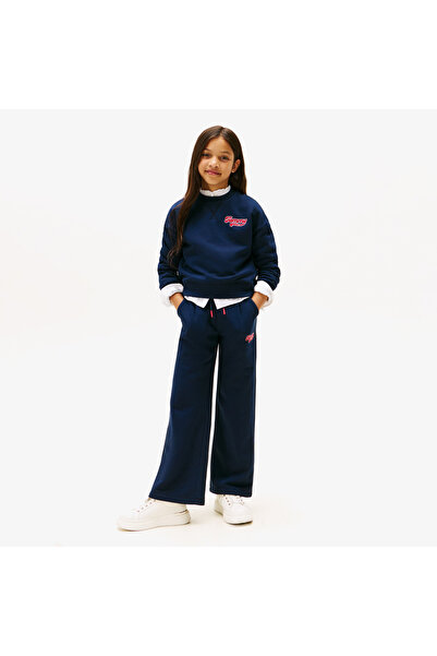 Tommy Hilfiger Wide Leg Varsity Flock Çocuk Mavi Eşofman Altı