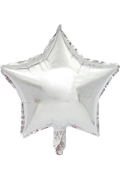 BALON DİYARI Silver Star Foil Balloon All Colors 45cm Stylish Image Compatible with Air and Helium