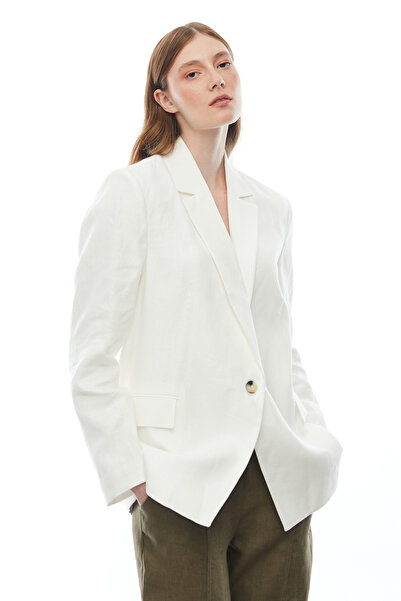 PAULMARK Γυναικείο λινό μπουφάν με ένα κουμπί