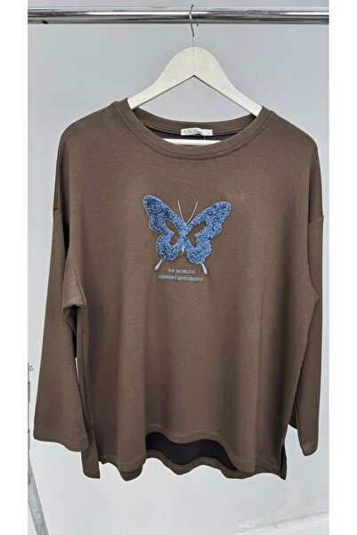 Koza Butik Women's Plus Size Long Sleeve Butterfly Pattern Modal Fabric Blouse 2017-2018-26