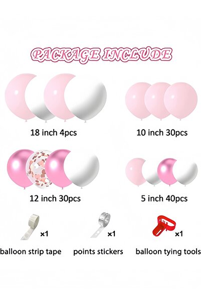 Generic 107Pcs Balloons Garland Arch Kit, Pastel Light Pink White Balloons Metallic Party Balloons