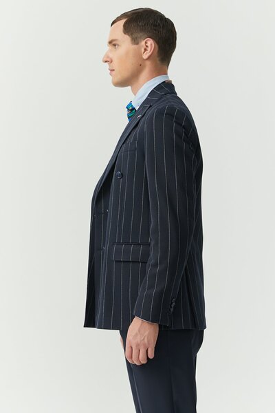 PAULMARK Чоловічий піджак з ластовицею та смугастим візерунком