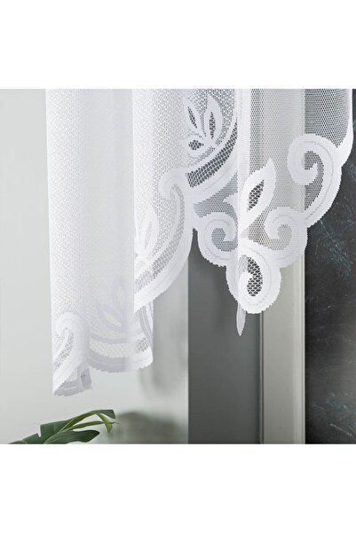 OTHERONE POLA - Ready-made jacquard curtain with a cut at the bottom - 250x130 cm - white