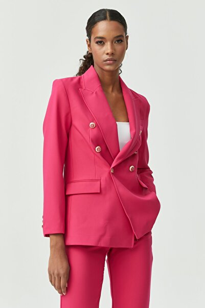 PAULMARK سترة نسائية بتفاصيل أزرار بأزرار على الجهتين