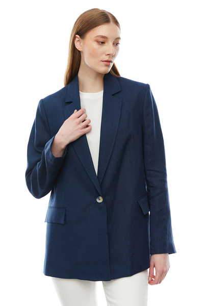 PAULMARK Γυναικείο λινό μπουφάν με ένα κουμπί