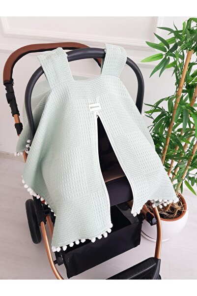 ib ilkimbebe Puset Örtüsü Fermuarlı Tek Katlı Pike Yeşil Renk, Yenidoğan Bebe...