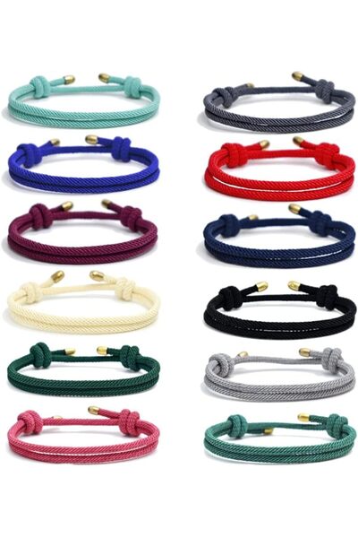 erorex Excefore Nautical Braided Handmade Rope String, 12 Pcs Adjustable Braided Friendship Bracelets,...