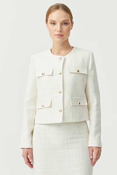 PAULMARK Jachetă scurtă pentru femei cu detaliu cu nasturi