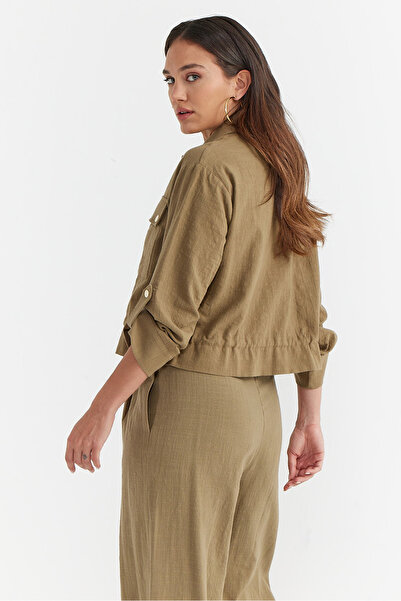 PAULMARK Γυναικείο κοντό μπουφάν με υφή με τσέπη