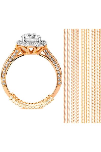 erorex HANNEA® 8 Pack Ring Size Adjuster for Loose Rings, Golden Invisible Resizer Guards, Spiral...