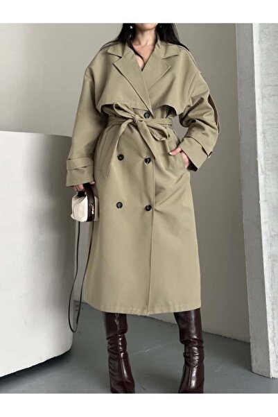 Moda İkra Trench Coat Belted Buttoned Stylish Comfortable Casual Combination Spring Autumn Trench Coat