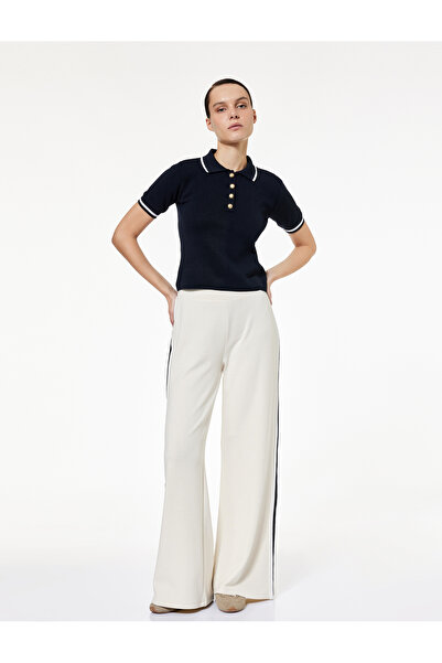 Koton Raised Modal Fabric Wide Leg Sweatpants with Stripe Detail on the Sides
