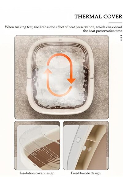 DOMEET Collapsible Foot Bath Basin with Lid and Hidden Handle, Portable Foot Soak Tub with Foot Massager