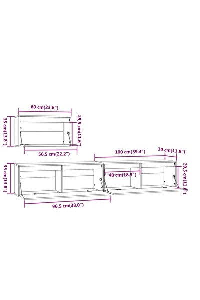 vidaxl TV Cabinets 3 pcs White Solid Wood Pine