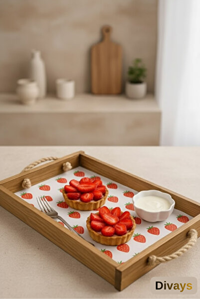 DİVAYS 50 Adet Çilek Desenli Sunum Kağıdı | Vintage Tatlı Servis Kağıdı