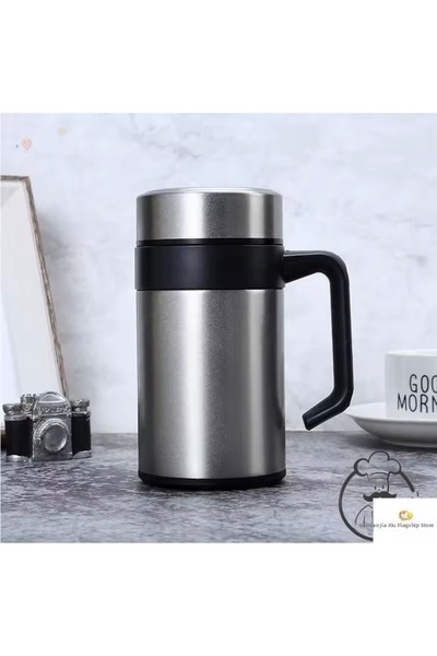 LUXURY Stainless steel mug with handle / Insulating cup for hot and cold drinks, 520ml, 304 stainless steel interior