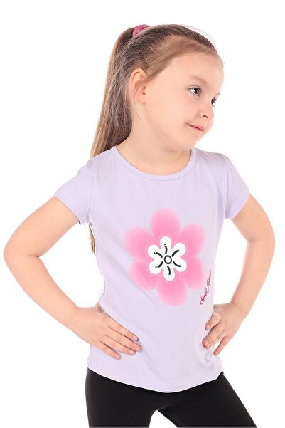 Toontoy Tricou cu mânecă scurtă pentru fete cu imprimeu guler rotund