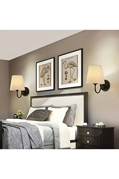 VENON 2 Pieces Katya Electric Black Cream Lampshade with Hat 💎 Wall Sconce Bedside Lighting Sconce