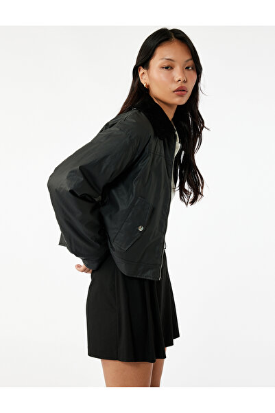 Koton Long Sleeve Collar Detailed Zippered Pocket Transitional Jacket