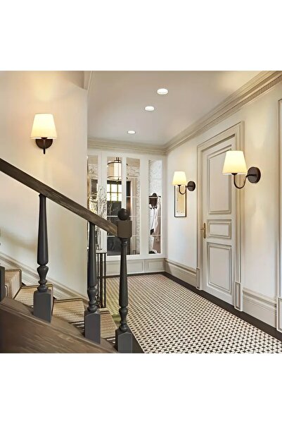 VENON 2 Pieces Katya Electric Black Cream Lampshade with Hat 💎 Wall Sconce Bedside Lighting Sconce