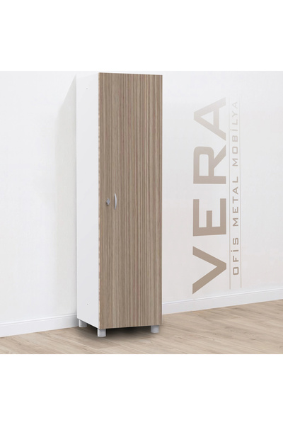 verametal Tek Kapılı Metal Gövdeli Ahşap Kapaklı Soyunma Dolabı – Askılıklı ve Raflı – Ev & Ofis Kullanımına U