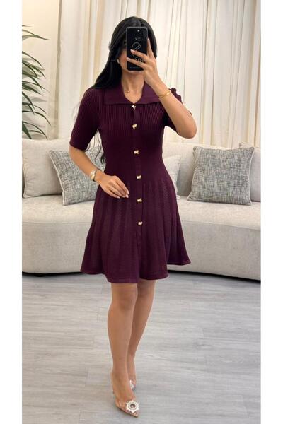 SELSAL Short knit dress with buttons
