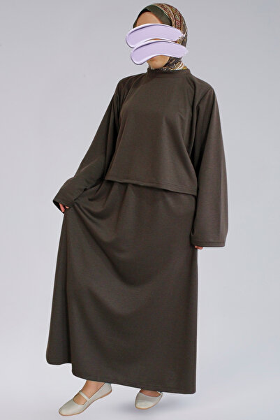 MAKSEN TEKSTİL Seasonal Ecrin Fabric Wide Sleeve Crop & Bell Skirt Women's Set