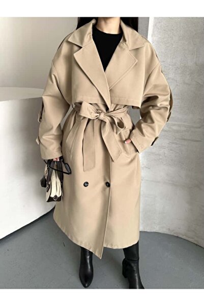 Moda İkra Trench Coat Belted Buttoned Stylish Comfortable Casual Combination Spring Autumn Trench Coat