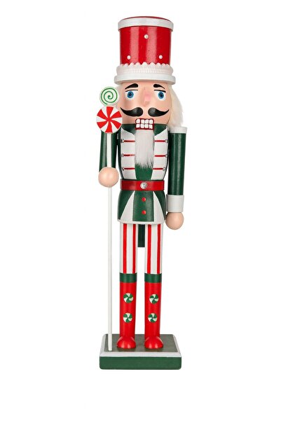 Blusmart Spărgător de Nuci Candy Cane – Figurina Decor Crăciun, 38 cm