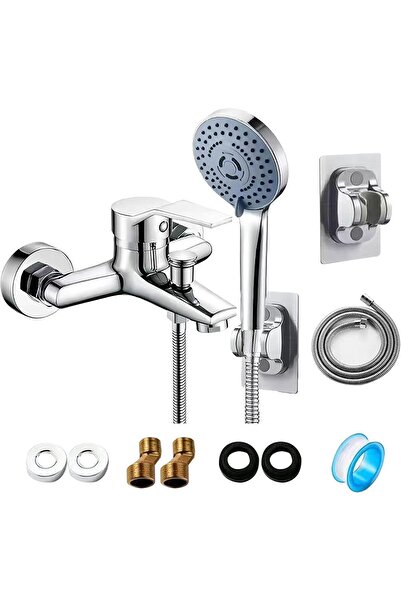 Alim مجموعة خلاطات الدش - خلاط حوض استحمام/حوض استحمام مثبت على الحائط من الكروم بمقبض واحد مع دش محمول وخرطوم