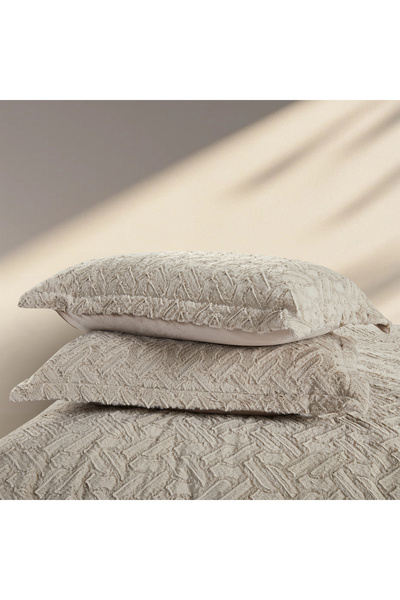 REVE 6-Piece Patterned Winter King Comforter Set Beige FW075-3 BEIGE