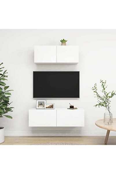 vidaxl 2 Piece TV Cabinet Set White Engineered Wood
